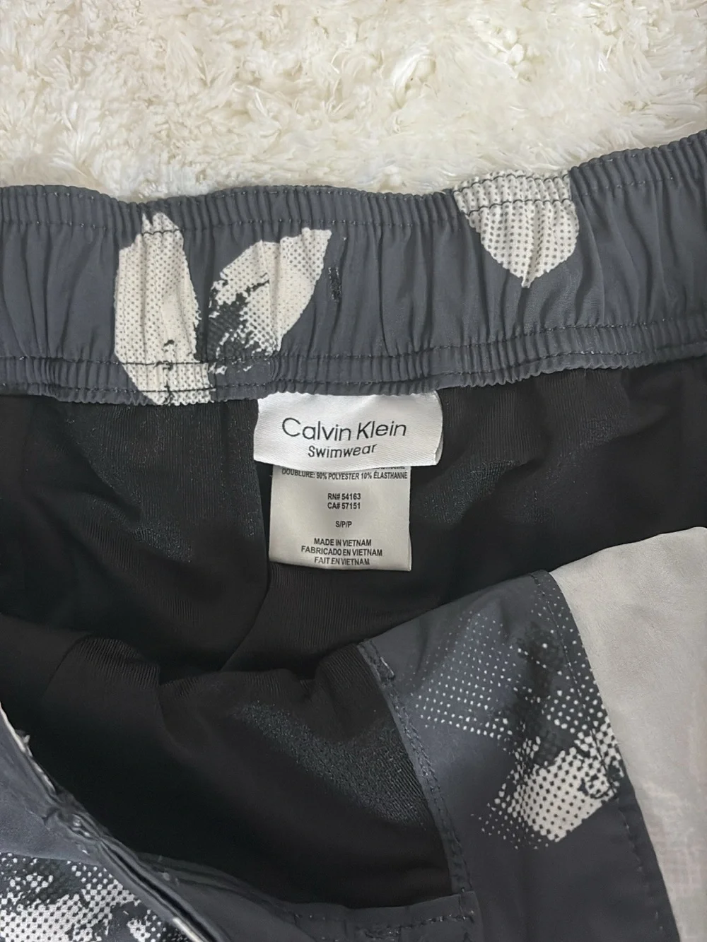 Calvin Klein Black Swim Shorts with White Floral Print